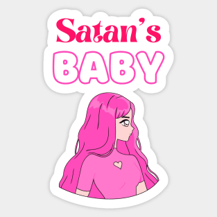Satan's baby pastel pink background Sticker